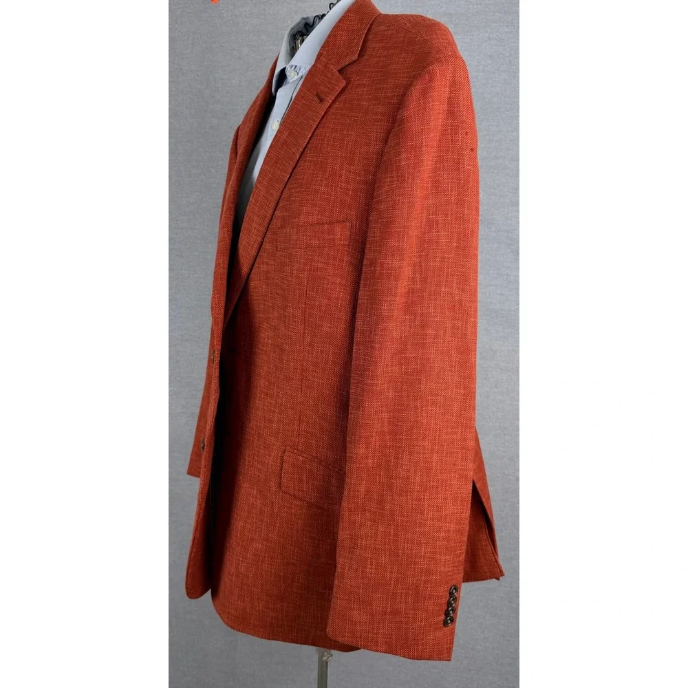 Paul Fredrick Mens Rust Wool Blend 2 Button Sport Coat Blazer 50R JPS004D